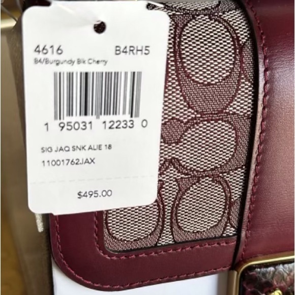 HOLD-NWT Coach Alie Shoulder Bag 18 In Signature Jacquard With Snakeskin Detail main image 6